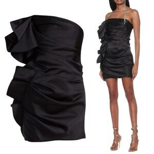 Alexandre Vauthier Black Strapless Ruffle Mini Cocktail Dress Y2K HOCO Prom